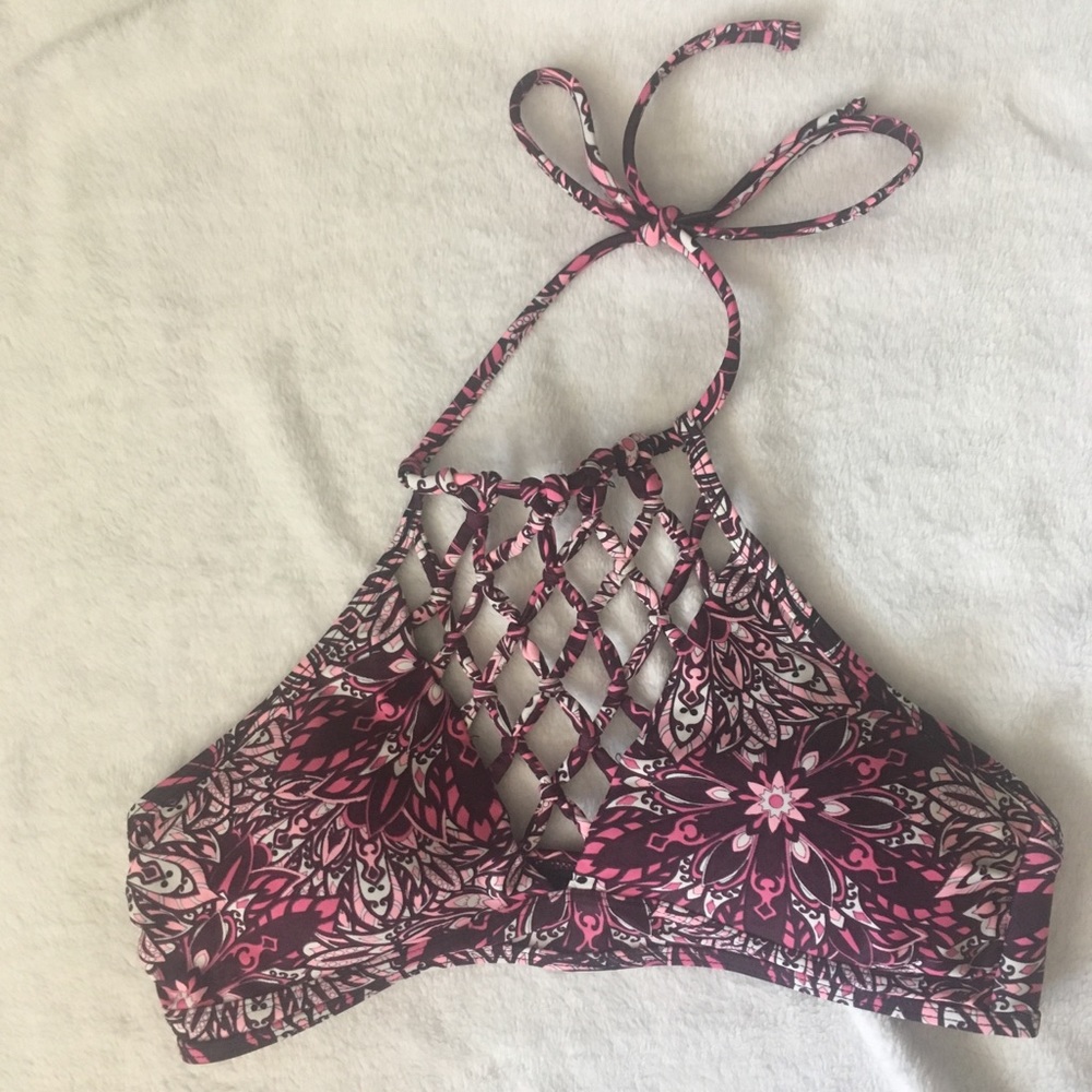 Printed high neck bikini top